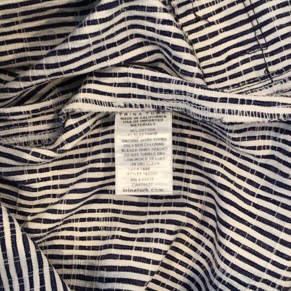 TRINA TURK Blue Stripe Straight Leg Seersucker Pants size S - Picture 6 of 6